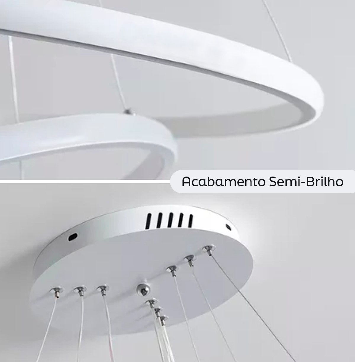 Lustre Led Moderno Pendente Anéis Led 89w 3 Arcos Branco - Brinovar - 8