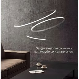 Lustre Led Moderno Pendente Anéis Led 89w 3 Arcos Branco - Brinovar - 6