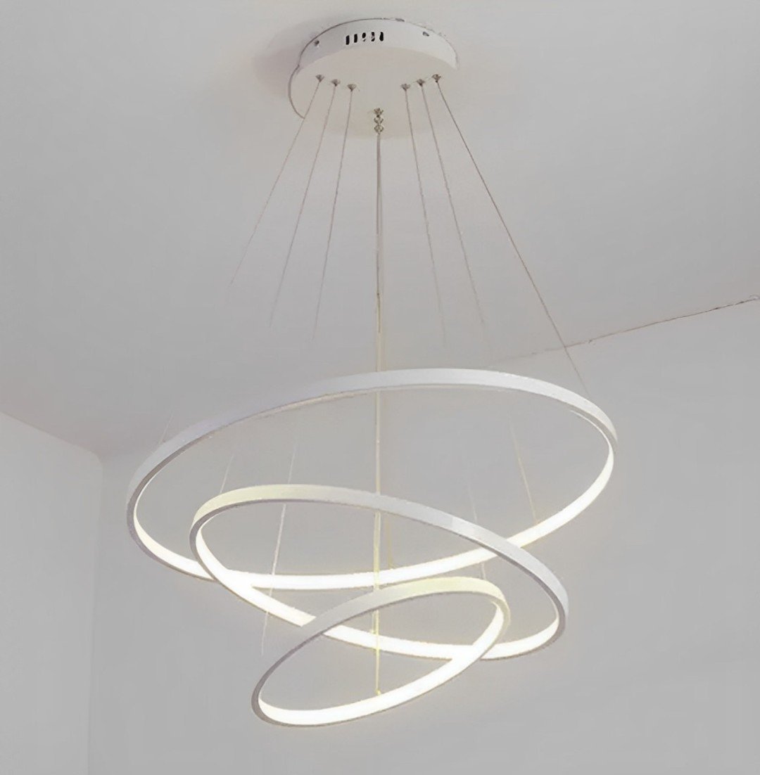 Lustre Led Moderno Pendente Anéis Led 89w 3 Arcos Branco - Brinovar - 4