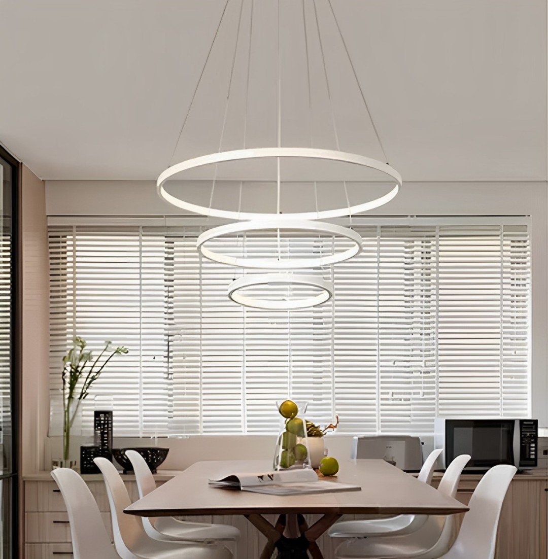 Lustre Led Moderno Pendente Anéis Led 89w 3 Arcos Branco - Brinovar - 5