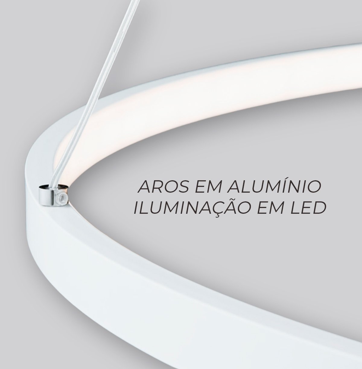 Lustre Led Moderno Pendente Anéis Led 89w 3 Arcos Branco - Brinovar - 7