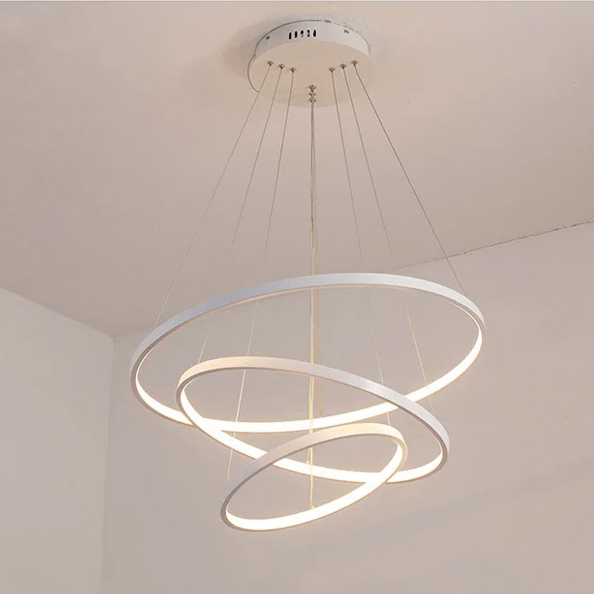 Lustre Led Moderno Pendente Anéis Led 89w 3 Arcos Branco - Brinovar - 6