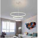 Ver imagem 3 de Lustre Led Moderno Pendente Anéis Led 89w 3 Arcos Branco - Brinovar