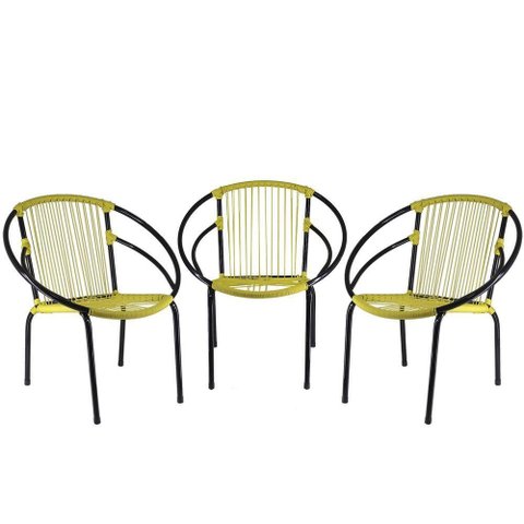 Conjunto Com 3 Cadeiras Eclipse De área Amarelo