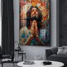Quadro Decorativo Vinil com Vidro Jesus Quadriculado 90x60 - 2