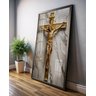 Quadro Decorativo Vinil com Vidro Cruz Jesus Gold 90x60 - 2