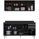 Ver imagem 2 de Kit Balcão 4 Portas e Armário Aéreo 160 Cm Laila Preto