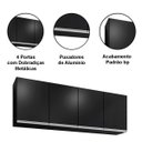 Ver imagem 6 de Kit Balcão 4 Portas e Armário Aéreo 160 Cm Laila Preto