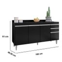 Ver imagem 7 de Kit Balcão 4 Portas e Armário Aéreo 160 Cm Laila Preto