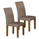 Ver imagem 1 de Cadeira para Mesa de Jantar Napoli Mdf Kit 2 Peças Freijó Joli Camurça – Leifer Móveis