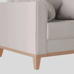 Poltrona Benny Pés Base Em Madeira Em Linho Cotton Para Sala - Bege - 2