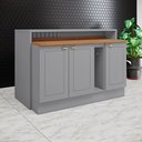 Ver imagem 1 de Bancada Ilha Gourmet 146cm 100% MDF com Tampo e Balcão Porta Toalha Cinza/Nature Americana