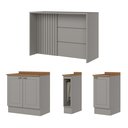 Ver imagem 3 de Bancada Ilha Gourmet 146cm 100% MDF com Tampo e Balcão Porta Toalha Cinza/Nature Americana