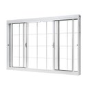 Ver imagem 3 de Kit com 2 Janelas de Aço de Correr Central 100x120cm 4 Folhas com Grade Quadriculada e Vidro Liso