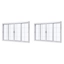 Ver imagem 1 de Kit com 2 Janelas de Aço de Correr Central 100x120cm 4 Folhas com Grade Quadriculada e Vidro Liso