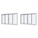 Ver imagem 1 de Kit com 2 Janelas de Aço de Correr Central 100x120cm 4 Folhas com Grade Quadriculada e Vidro Liso
