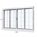 Ver imagem 7 de Kit com 2 Janelas de Aço de Correr Central 100x120cm 4 Folhas com Grade Quadriculada e Vidro Liso
