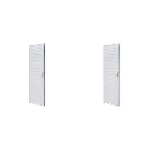 Kit com 2 Portas de Aço Lambri 215x83cm Batente 12cm Qualitysol Branco Ramassol