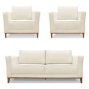 Ver imagem 7 de Kit 2 Poltronas e Sofá Living 2 Lugares 1,90m Vega Linho Pés Castanho - Pallazio Natural