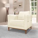 Ver imagem 3 de Kit 2 Poltronas e Sofá Living 2 Lugares 1,90m Vega Linho Pés Castanho - Pallazio Natural