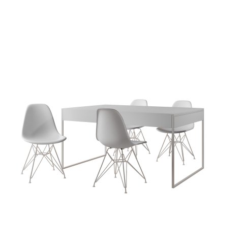 Filadelfia 120x75 Ferro Branco Tampo Branco Cadeira Ferro Branco Assento Branco