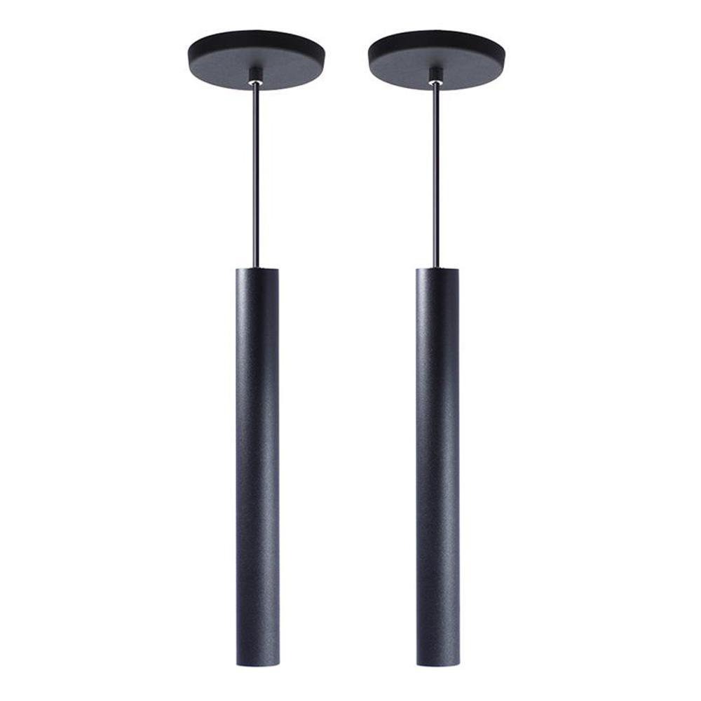 Kit 2 Pendente Tubo Preto 30 Cm+Lâmpada Led Branco Neutro - 1