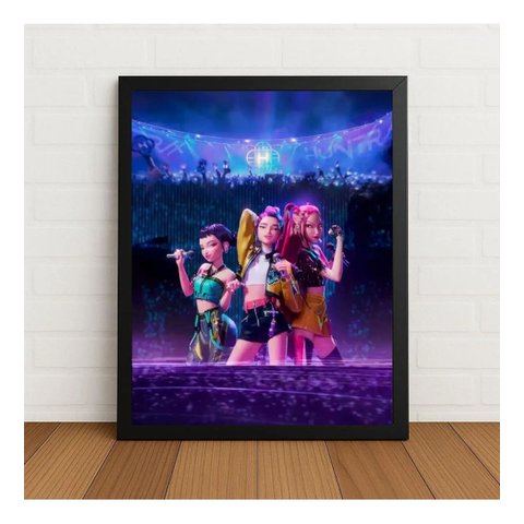 Quadro Decorativo Guerreiras do k-Pop com Moldura e Vidro