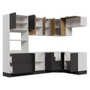 Ver imagem 6 de Cozinha Modulada 7 Peças sem Tampo com Rodapé Ipanema CabeCasa MadeiraOriginals Cinza/Grafite Trama/Acácia