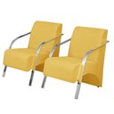 Ver imagem 1 de Kit 2 Poltronas Decorativas Vênus 1 Lugar Braço Pé Alumínio Dsalla Suede Amarelo