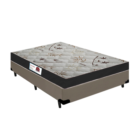Cama Box Casal Sintético Bege + Colchão Casal Prime Semi Ortopédico 58x138x188