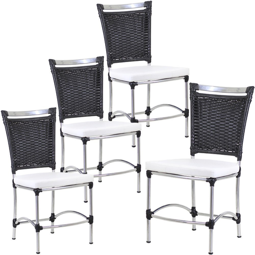 4 Cadeiras Jk Em Alumínio E Fibra Sintética Cozinha Edícula