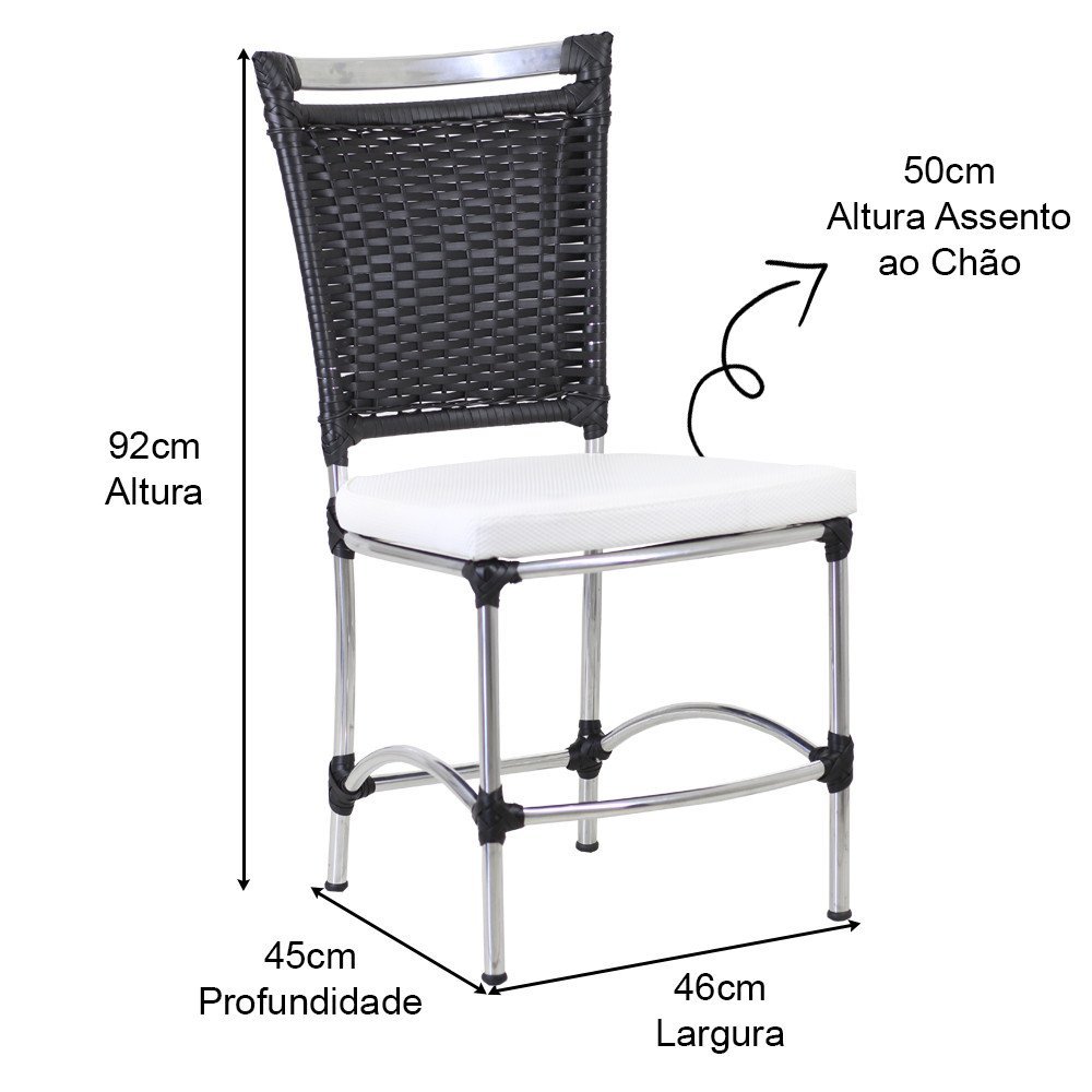 4 Cadeiras Jk Em Alumínio E Fibra Sintética Cozinha Edícula - 5