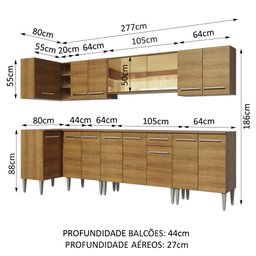 Armário de Cozinha Completa de Canto 357cm Rustic Emilly Mega Madesa 03 - 4