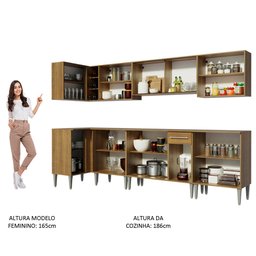 Armário de Cozinha Completa de Canto 357cm Rustic Emilly Mega Madesa 03 - 6