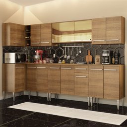 Armário de Cozinha Completa de Canto 357cm Rustic Emilly Mega Madesa 03 - 2