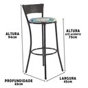 Ver imagem 3 de Kit Com 8 Banquetas Alta Forts Fibra Uv Bancada, área Goumert, Bar, Piscina, Balcão, Floral Azul