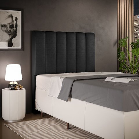 Cabeceira Cama Box Painel Solteiro 100 cm Dália W01 Facto Preto Metalizado - Lyam Decor