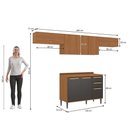 Ver imagem 6 de Armário de Cozinha Elara 3 Portas 3 Gavetas MDP 280cm Canela e Preta Kappesberg