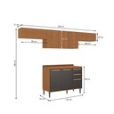 Ver imagem 5 de Armário de Cozinha Elara 3 Portas 3 Gavetas MDP 280cm Canela e Preta Kappesberg