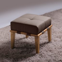 Kit 02 Puffs Decorativos 45cm Martínez Linho Pés Madeira Marrom/Natural - Gran Belo - 5
