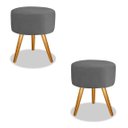 Ver imagem 1 de Kit 02 Puffs Redondo Corano Cinza Pés Palito