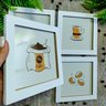 4 Quadros Decorativos Café Desenhos Cozinha Copa MDF 15x15:Branco - 2