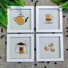 4 Quadros Decorativos Café Desenhos Cozinha Copa MDF 15x15:Branco - 1
