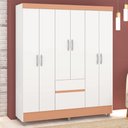 Ver imagem 1 de Guarda-roupa Casal San Diego 6 Portas 2 Gavetas Branco/camarim - Panorama Móveis