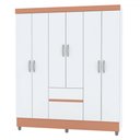 Ver imagem 2 de Guarda-roupa Casal San Diego 6 Portas 2 Gavetas Branco/camarim - Panorama Móveis