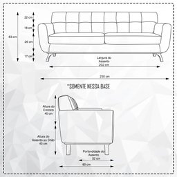 Sofá 04 Lugares 230cm com Base de Madeira Miami Veludo Bege - CasaePoltrona - 4