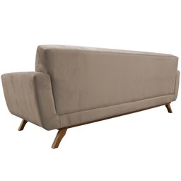 Sofá 04 Lugares 230cm com Base de Madeira Miami Veludo Bege - CasaePoltrona - 6
