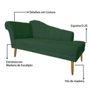 Ver imagem 7 de Recamier Divã Pés Palito para Sala Cecilia 1.60cm Suede Verde - Incasa Decor