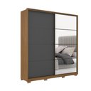 Ver imagem 1 de Guarda-Roupa Roupeiro de Casal Seoul com Pés 2 Portas com 1 Espelho Grafito