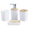 Kit Banheiro Lavabo Escova Lixeira 6 Peças / Tampa Bambú Pgb Branco - 5